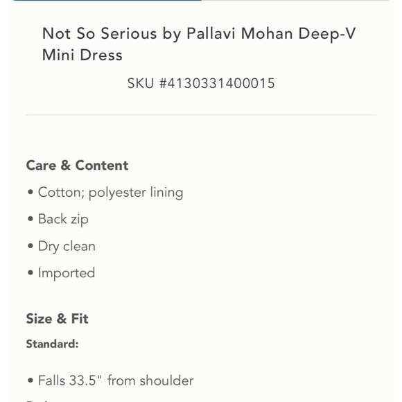 NWT Anthropologie “Not so Serious” by Pallavi Mohammed Deep V mini dress, XXS - Picture 6 of 13